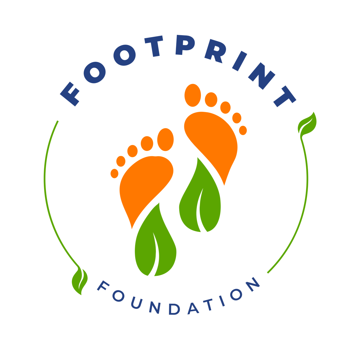 Footprint Foundation logo: two footprints with green leaves inside a circular wordmark