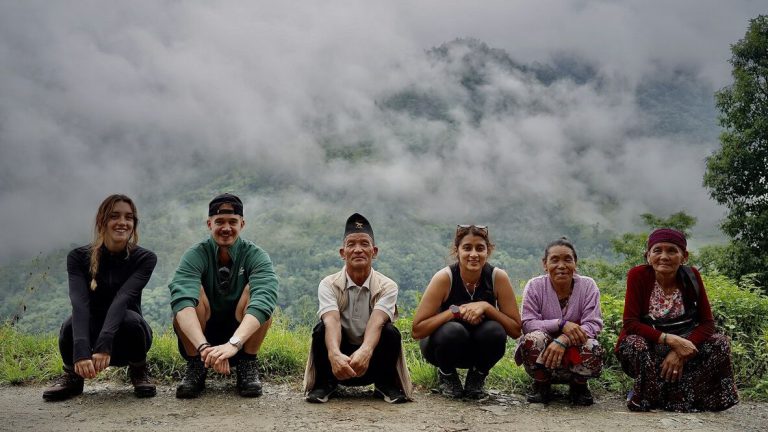Footprint Foundation volunteers in the misty hills