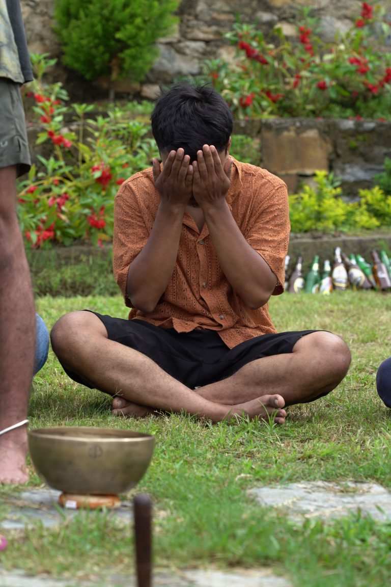 Meditation in a garden retreat