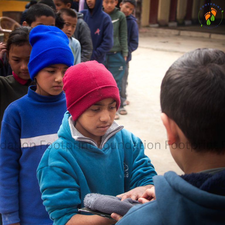 Children receiving supplies
